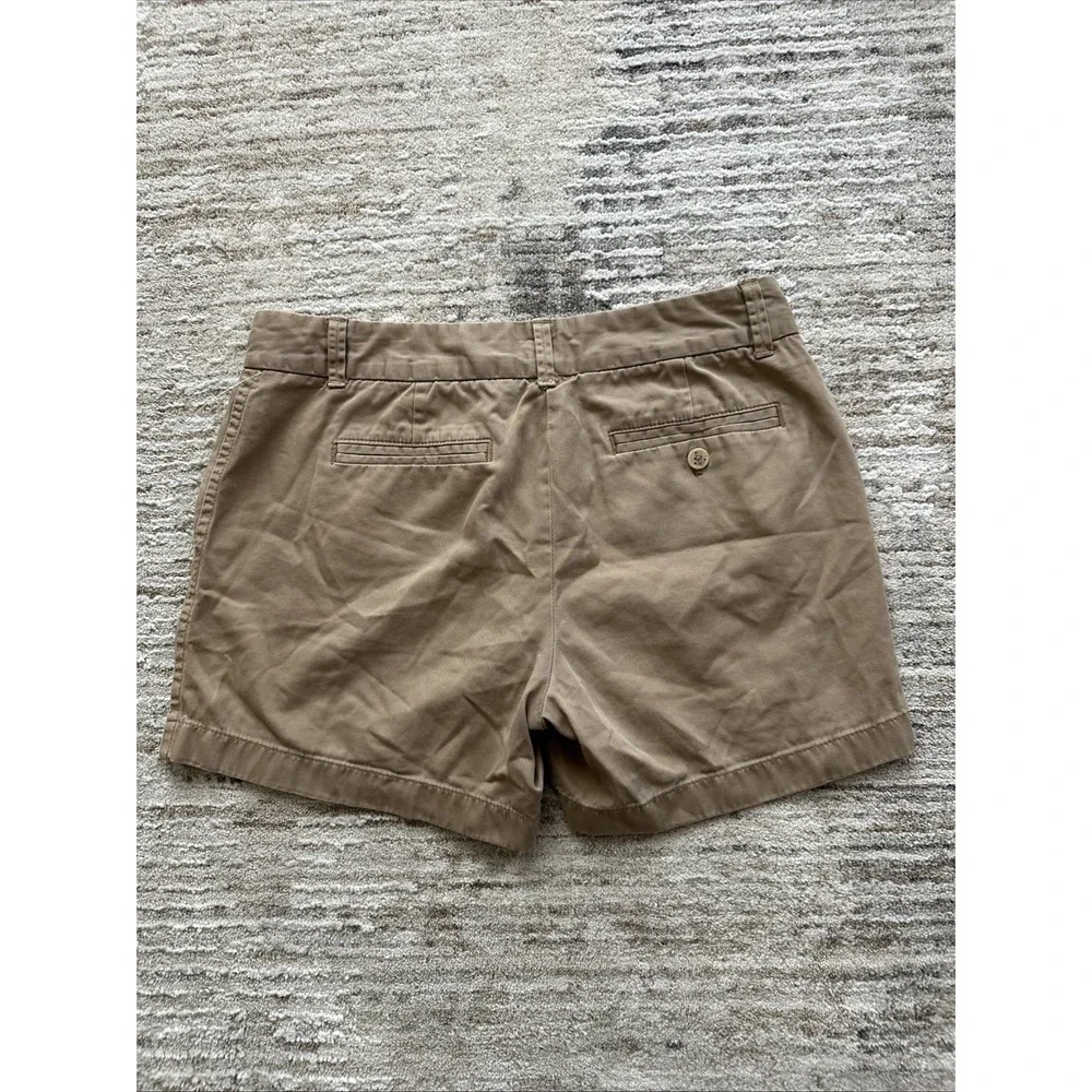 J.Crew Chino Shorts Women Brown Sz 6 Classic Weathered Broken-In Twill Slash Poc